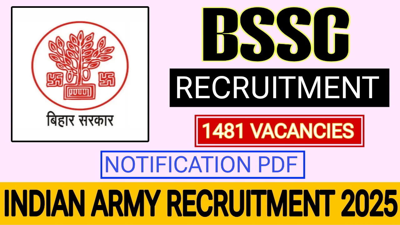 BSSC New Vacancies 2025: Notification PDF, Apply For 1481 Vacancy by 17 September 2025